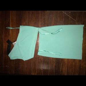 BCBG TEAL OFF THE SHOULDER TWO PIECE DRESS (S)